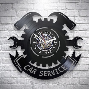 Car Service Vinyl Schallplatte Uhr Wanddeko für Garage Laser Cut Art Car Service Dekor Geschenk für Handwerk Liebhaber Jahrestag Geschenk für Verlobte