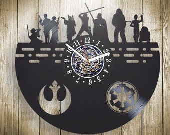 Star Wars Characters Vinyl Record Laser Cut Clock Star Wars Movie Retro Office Decor Original Wall Art Anniversary Gift For Husband