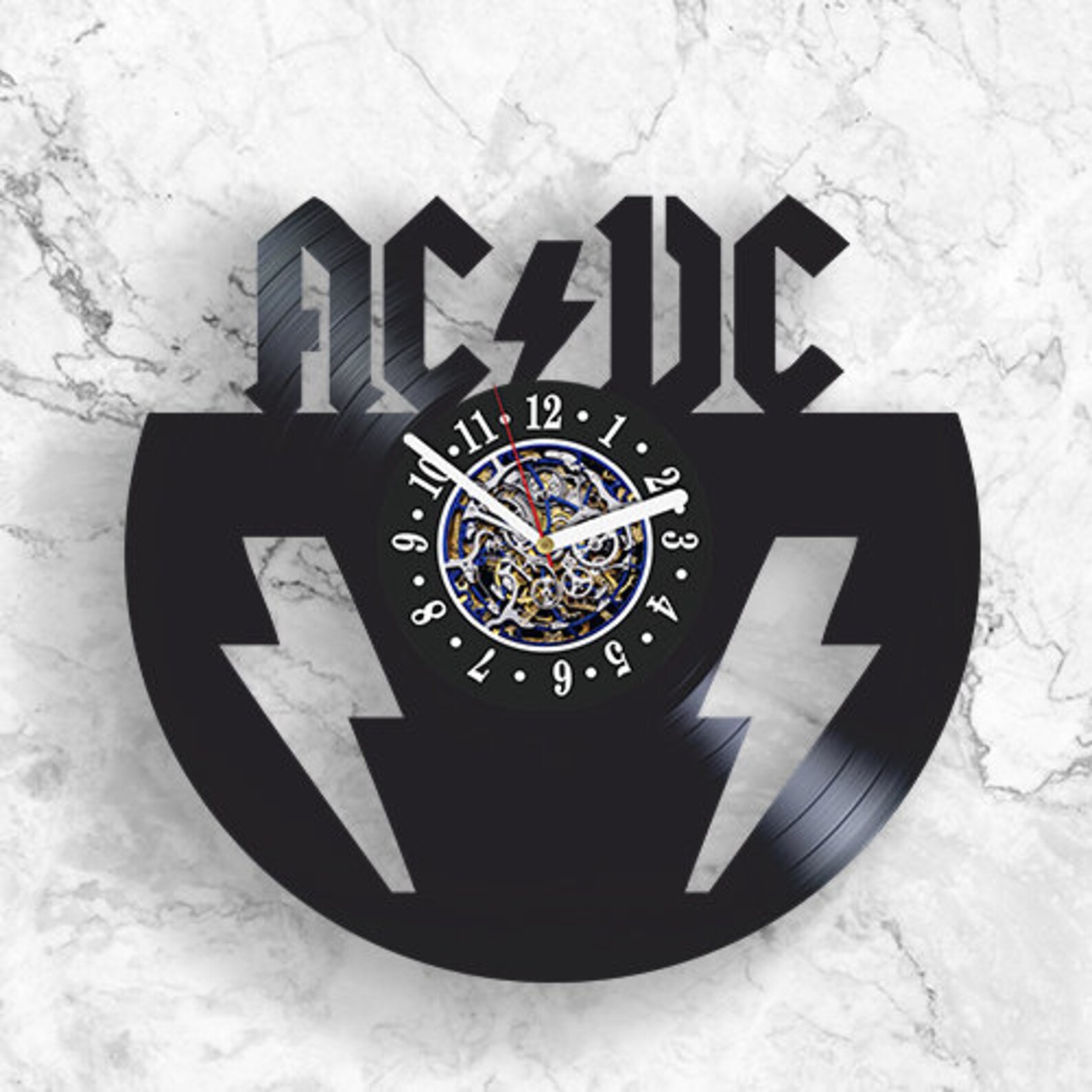 ACDC Vinyl Record Clock Modern Office Wall Decor Handmade Art for Music ...