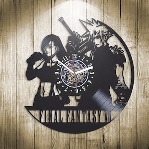 Final Fantasy VII Vinyl Record Large Wall Clock Video Game Art Cute Decor For Living Room Final Fantasy Gifts Birthday Gift For Sister
