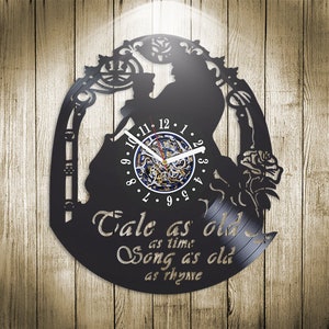 Beauty And The Beast Vinyl Record Large Wall Clock Creative Decor For Girls Bedroom Artwork For Girls Room First Home Gift For Sister