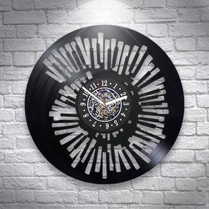 Piano Keys Vinyl Record Wall Clock 12&quot; Modern Music Lovers Home Decor Original Gift for Musician Wall Art Designs