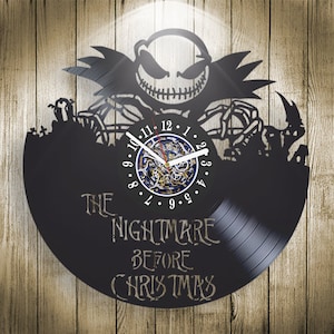 Jack Skellington Vinyl Record Black Wall Clock Spooky Decor For Boys Bedroom Horror Cartoon Wall Art Nightmare Before Christmas Decor