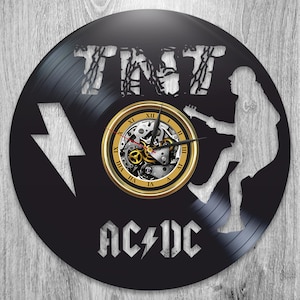 ACDC Vinyl Record Large Wall Clock Rock Band Art Original Decor For Bedroom ACDC Artwork Christmas Gift For Father