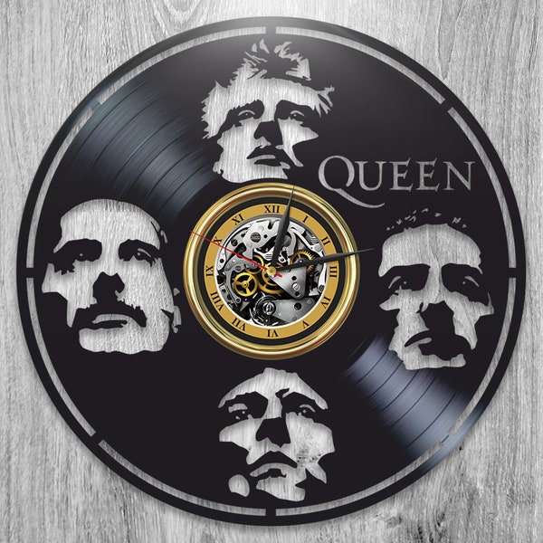 Queen Band Vinyl Record Muziek Wandklok Rock Band Wall Art Muziek Leraar Gift Queen Band Decor Freddie Mercury Art Gift voor Slaapzaal
