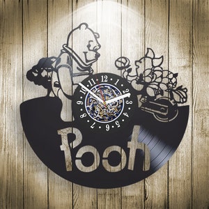 Winnie The Pooh Vinyl Record Wall Clock Disneyworld Decorations Creative Art For Nursery Winnie And Piglet Winter Holidays Gift For Kids