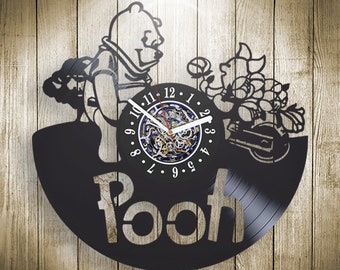 Winnie The Pooh Vinyl Record Wall Clock Disneyworld Decorations Creative Art For Nursery Winnie And Piglet Winter Holidays Gift For Kids