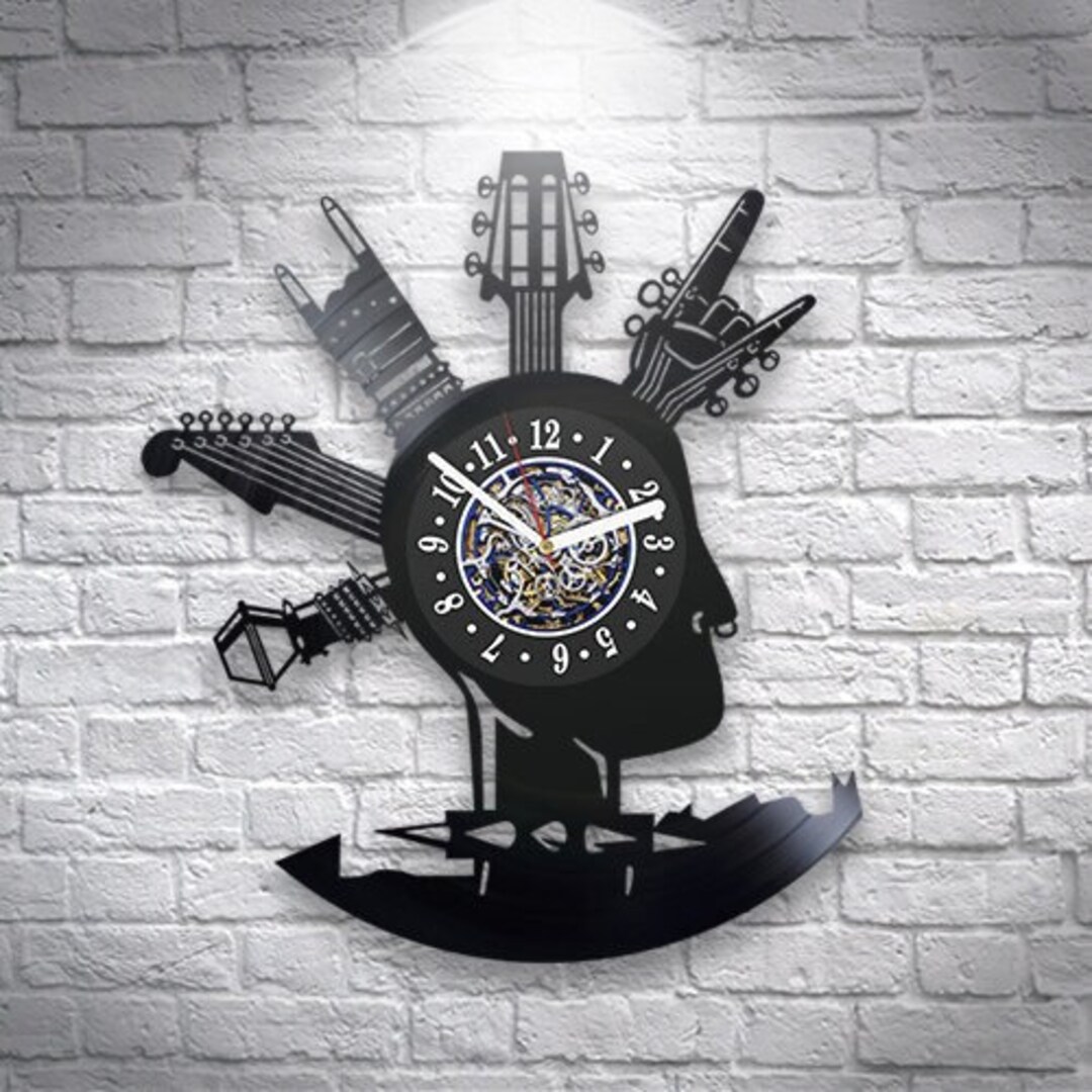Rock Lover Vinyl Record Wall Clock Rock Music Wall Art Rock Band Decor Wall Art for Office