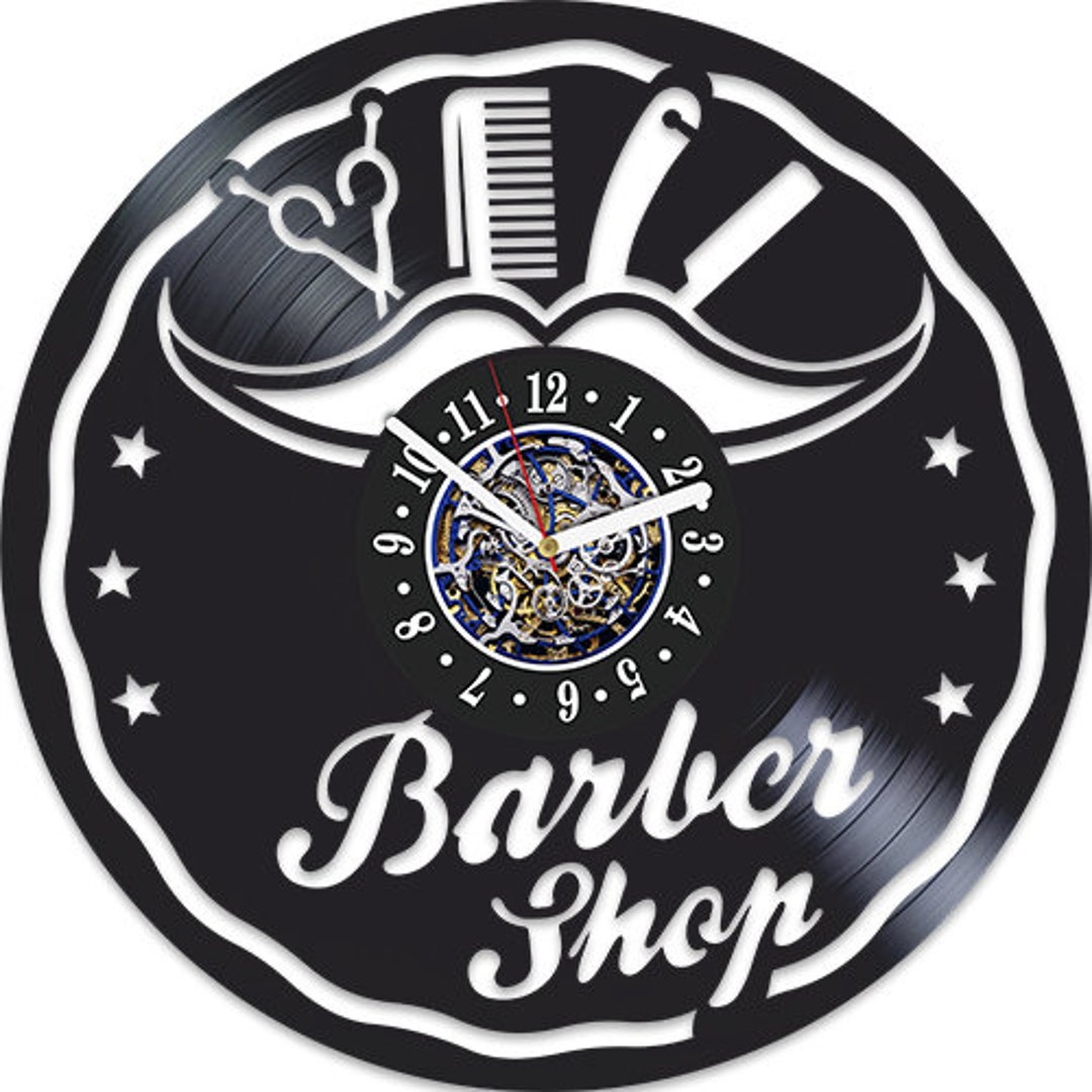 Barbershop Vinyl Record Wall Clock 12