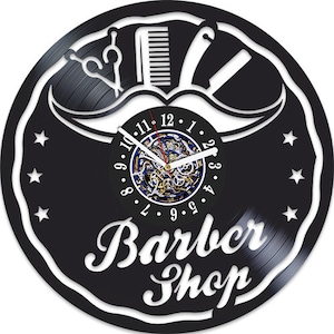 Barbershop Vinyl Record Wall Clock 12&quot; Vintage Home Art Decor Unique Gift for Barber