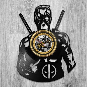 Deadpool Schallplatte Schallplatte Wanduhr Einzigartiges Dekor für Mans Büro Marvels Legend Art Superheld Kunstwerk Einweihungsgeschenk für Mann