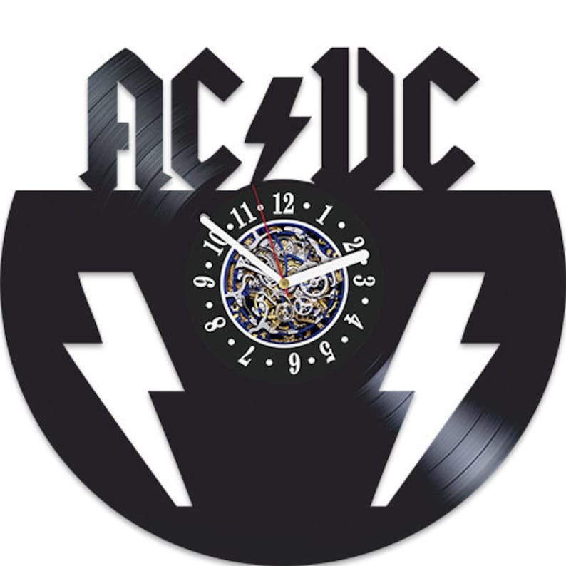 ACDC Vinyl Record Clock Modern Office Wall Decor Handmade Art for Music ...