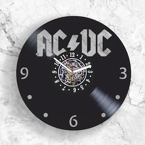 AC/DC Vinyl Record Round Wall Clock Minimalist Music Wall Art Rock Music Decor For Home ACDC Artwork Christmas Gift For Friend