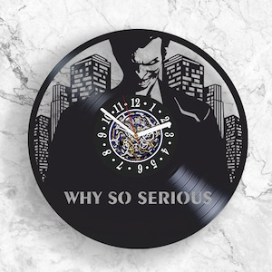 Joker Why So Serious Vinyl Schallplattenuhr Marvel Bösewichte Unikat Kunst Moderne Wanddeko für Comic Fan Einweihungsgeschenk für Männer