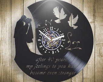 Anniversary Vinyl Record Creative Wall Clock Love Artwork Living Room Decor For Couple Romantic Decor Unique Gift For Married Couple