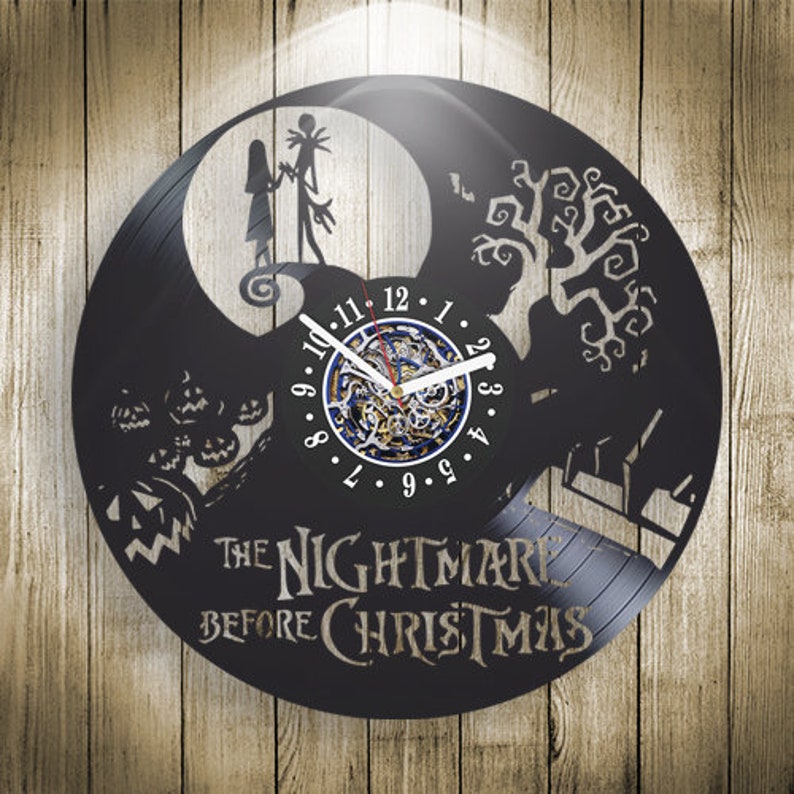 Nightmare Before Christmas Vinyl Record Wall Clock Spooky Wall Art Jack ...