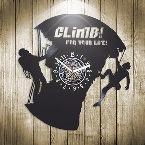 Climb Vinyl Record Creative Wall Clock Gift For Travel Lover Original Decor For Sports Lover Climber Artwork Holiday Gift For Friends