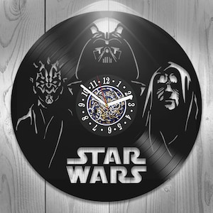 Dark Side Vinyl Record Laser Cut Wall Clock Star Wars Decor Darth Vader Art Vintage Wall Decor For Teenagers Wedding Gift For Groom