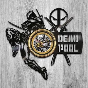 Deadpool Vinyl Record Wall Clock Modern Wall Decor For Boys Bedroom Marvels Legend Comics Books Artwork Winter Holiday Gift For Friend