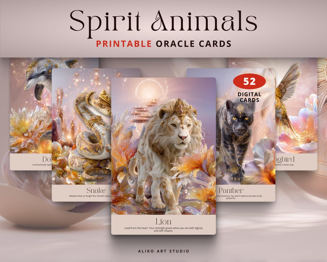 Oracle Cards Spirit Animals - Printable & Editable Spiritual Card Deck ...