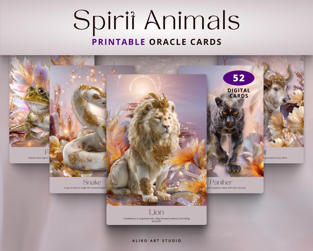 Oracle Cards Spirit Animals - Printable & Editable Spiritual Card Deck ...