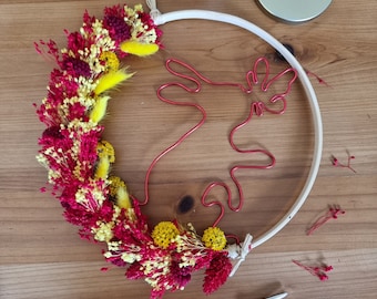 Couronne de Pâques Couronne de fleurs séchées Couronne lapin Couronne chambre enfant