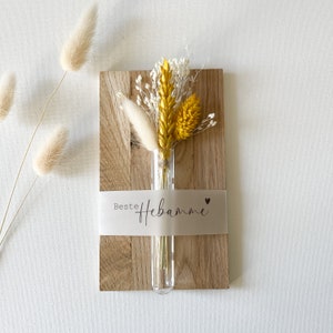 Karte aus Holz - kleine Vase mit Trockenblumen - Geschenk - Beste Erzieherin - Beste Tagesmutter