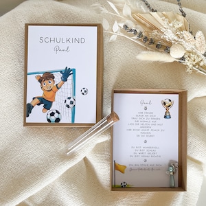 Geschenkschachtel - Fußball I Geldgeschenk zur Einschulung - Personalisiert - Schutzengel & Jutesäckchen