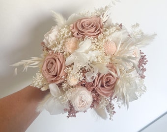 Brautstrauß - Trockenblumenstrauß - Infinity Rosen - Konservierter Brautstrauß