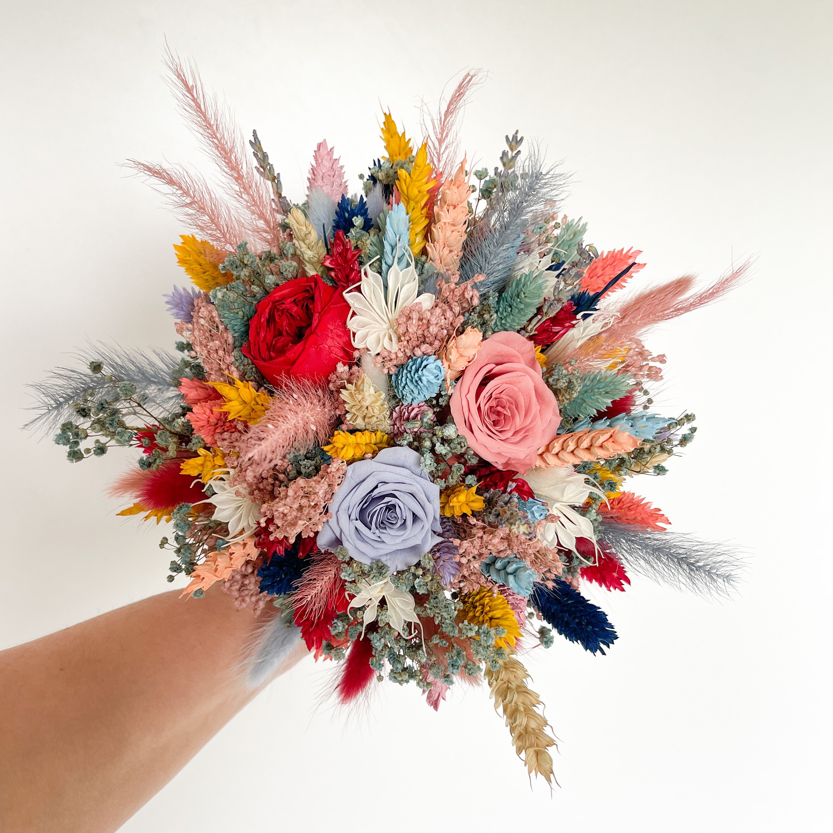 Bunter Brautstrauß | Bunter Trockenblumen | Infinity Rosen