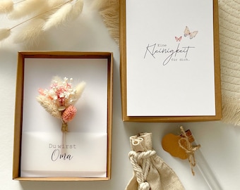 Gift box - you're going to be a grandma, grandpa, uncle, aunt, dad - dried flowers, gift box, gift idea to announce pregnancy
