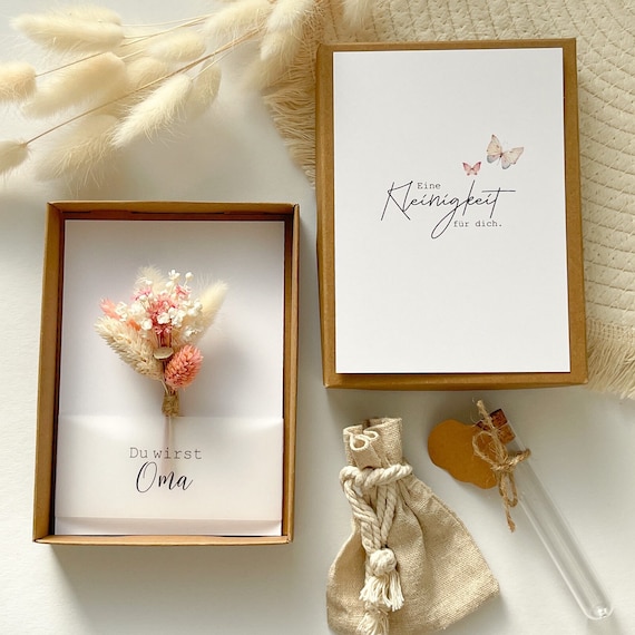 Geschenkbox- Du wirst Oma- Opa- Onkel - Tante - Papa -  Trockenblumen, Geschenkschachtel,  Geschenkidee Schwangerschaft verkünden