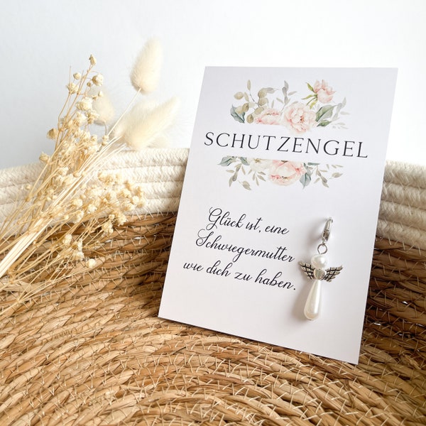 Für die beste Schwiegermutter - Geschenk für die Schwiegermama - Schlüsselanhänger mit Karte - Schutzengel -Papa du bist der beste