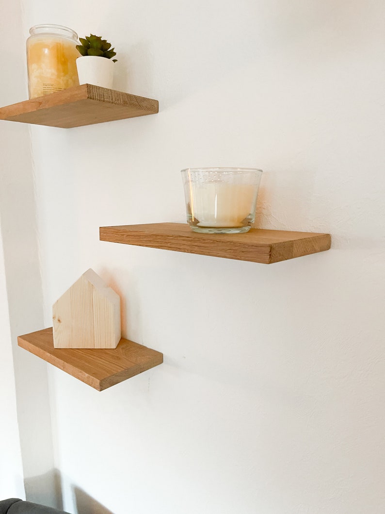 Floating shelf solid oak solid wood solid wall shelf high quality best wood quality image 1