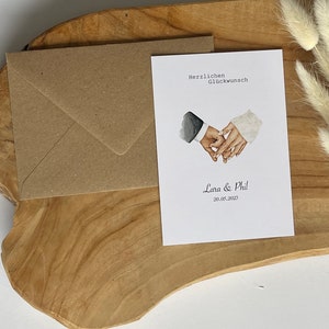 Personalisierte Karte zur Hochzeit - Just Married- Hochzeit - Hochzeitsgeschenk -Goldene Hochzeit - Trauung mit Namen