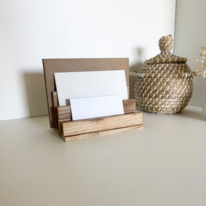 Card holder Wooden letter holder Oak Organizer for mail, business cards or paper Small vase image 2