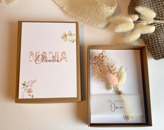 Gift box - you will announce grandma, grandpa, uncle - aunt - dad - dried flowers, gift box, gift idea pregnancy