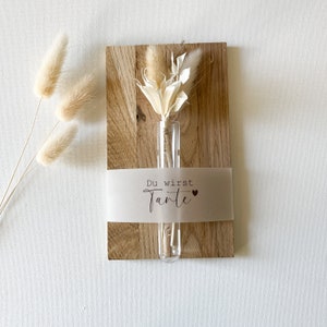 Du wirst Oma- Schwangerschaft verkünden -  Karte aus Holz - kleine Vase mit Trockenblumen - Geschenk