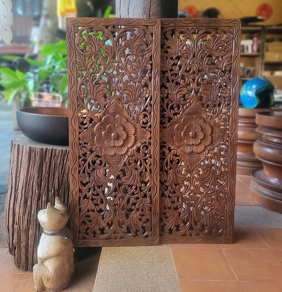 Natural Teak Wall Panel Hand Carved Wall Hanging Artistic Etsy UK