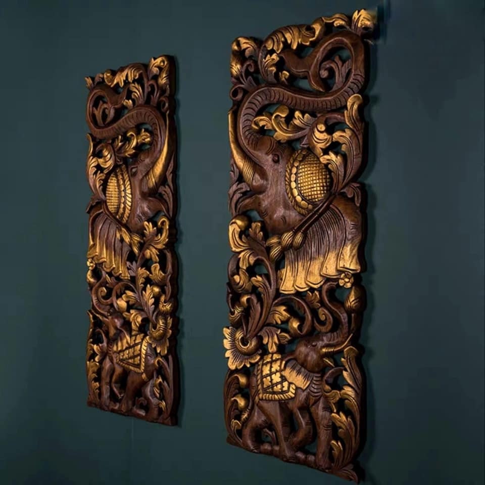 Natural Wood Hanging Panel Hand Carved Wall Mounted Art - Etsy