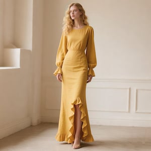 Mustard Dress Autumn - Etsy