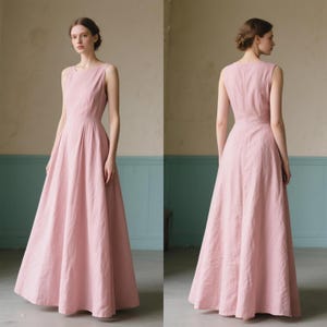 Linen Maxi Dress Women Elegant Sleeveless A-Line Dress Formal Summer Linen Gown Handmade Long Linen Dress with Fitted Bodice Custom Dress