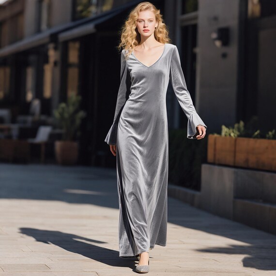 silver grey velvet dress Mint Velvet Women's Metallic Midi Shirt Dress - Silver