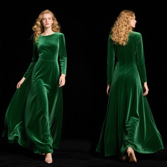 green velvet overall dress Green Mermaid Velvet Slit Dress