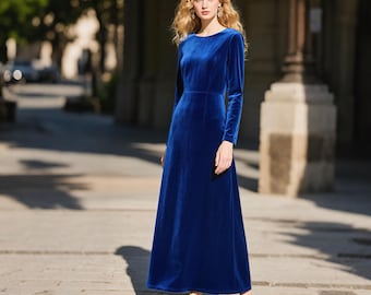 Royal Blue Velvet Maxi Dress | Long Sleeve Elegant Velvet Gown | Handmade Fall Winter Formal Dress | Women Custom Dress | Velvet Party Dress - Etsy Royal Blue Velvet Maxi Dress | Long Sleeve Elegant Velvet Gown | Handmade Fall Winter Formal Dress | Women Custom Dress | Velvet Party Dress - Etsy