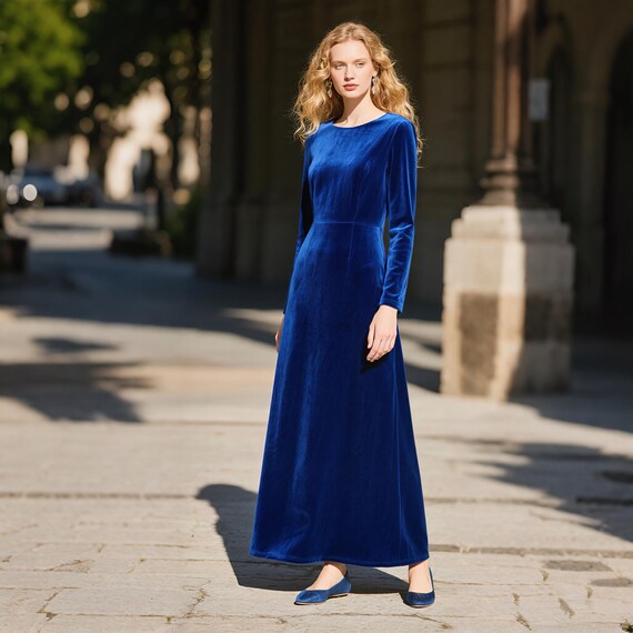 blue dress fall Cabana Life - Myers Flowy Cinch Waist Dress - Blue
