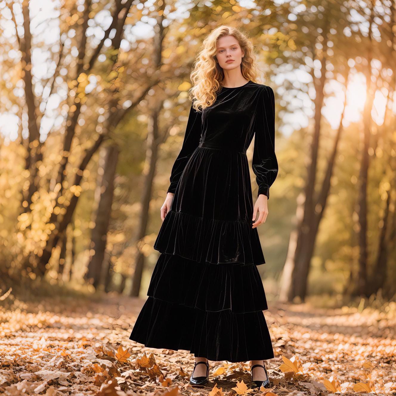green emerald velvet dress Modest Black Floor Length Long A-Line Plus Size Prom Dresses main image 0