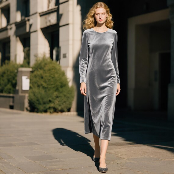 silver grey velvet dress Mint Velvet Women's Metallic Midi Shirt Dress - Silver