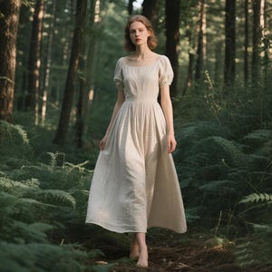 Linen Cottagecore Dress Custom Puff Sleeve Linen Maxi Dress for Women Handmade Summer Prairie Dress Flowy Romantic Vintage-Inspired Gown