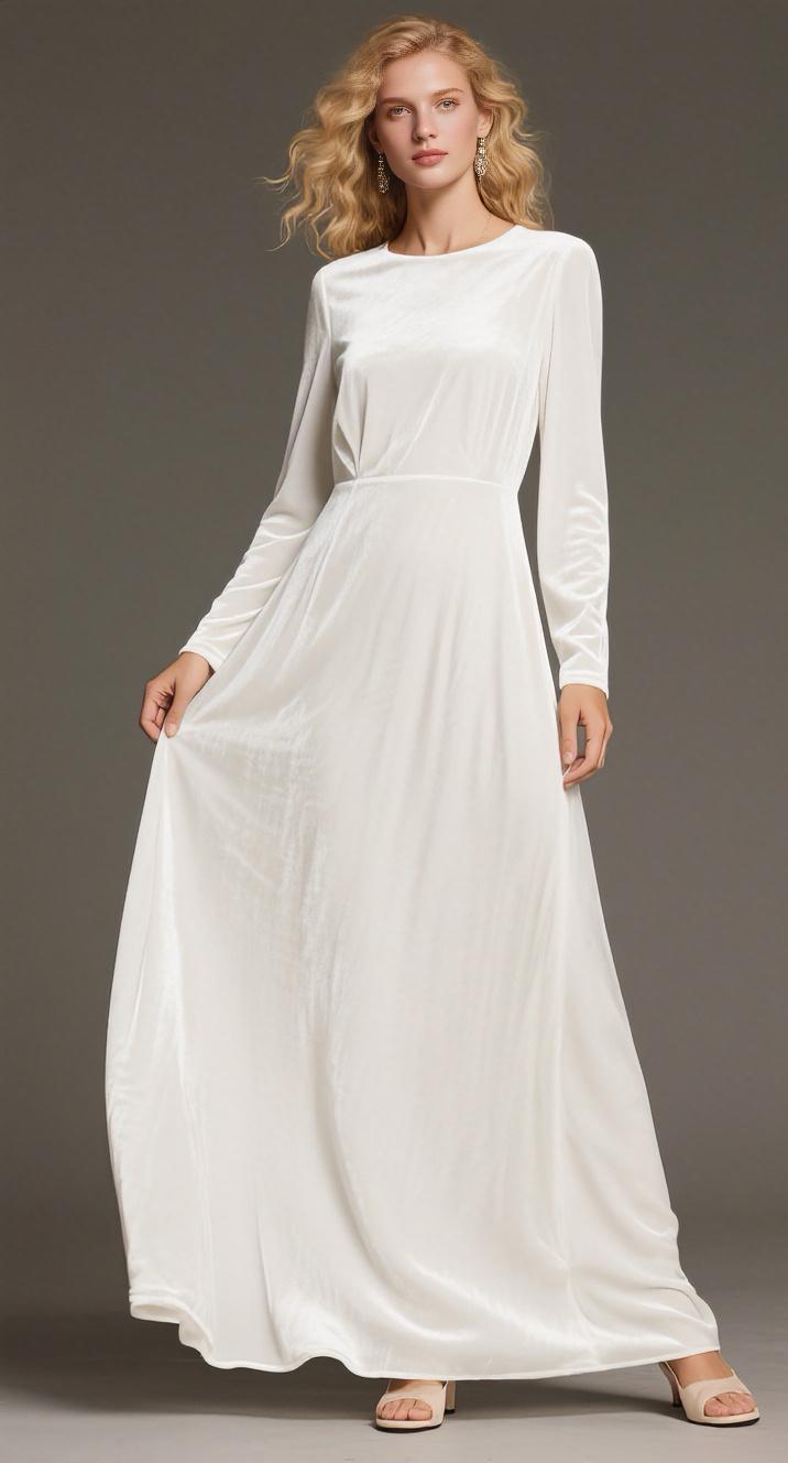White Velvet Long Sleeve Dress With Soft Shine, Vintage-inspired A-line Gown for Holiday Parties & Winter Weddings Autumn Dress - Etsy White Velvet Long Sleeve Dress With Soft Shine, Vintage-inspired A-line Gown for Holiday Parties & Winter Weddings Autumn Dress - Etsy